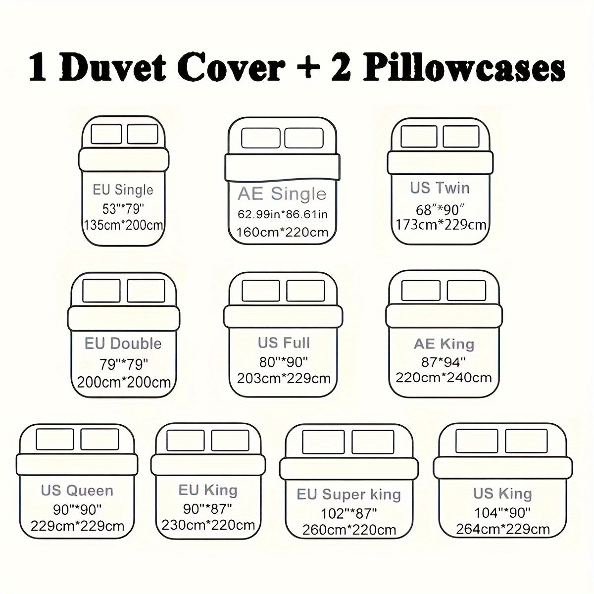 3-teiliges Bettbezug-Set mit Blumenmuster – Weiches Polyester, Reißverschluss, King-Size