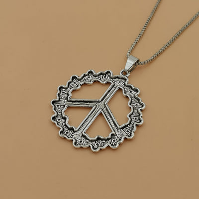 Vintage Silberner Friedenssymbol Anhänger Halskette für Männer & Frauen