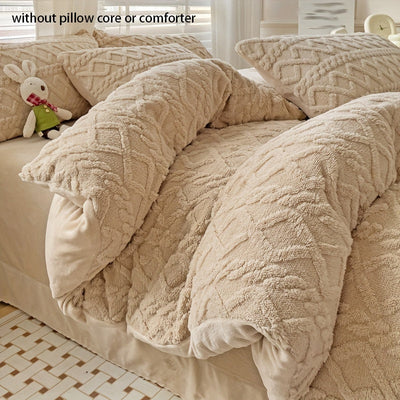 3-teiliges Bettwäscheset – Plüschfleece & Kristall-Velvet, Reißverschluss