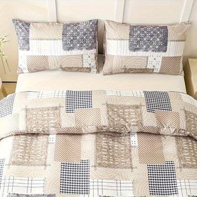 3-teiliges Geometrisches Bettwäsche-Set – Polyester Mikrofaser, Maschinenwaschbar