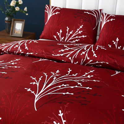 3-teiliges Bettbezug-Set – Zweig-Motiv, Weich & Atmungsaktiv