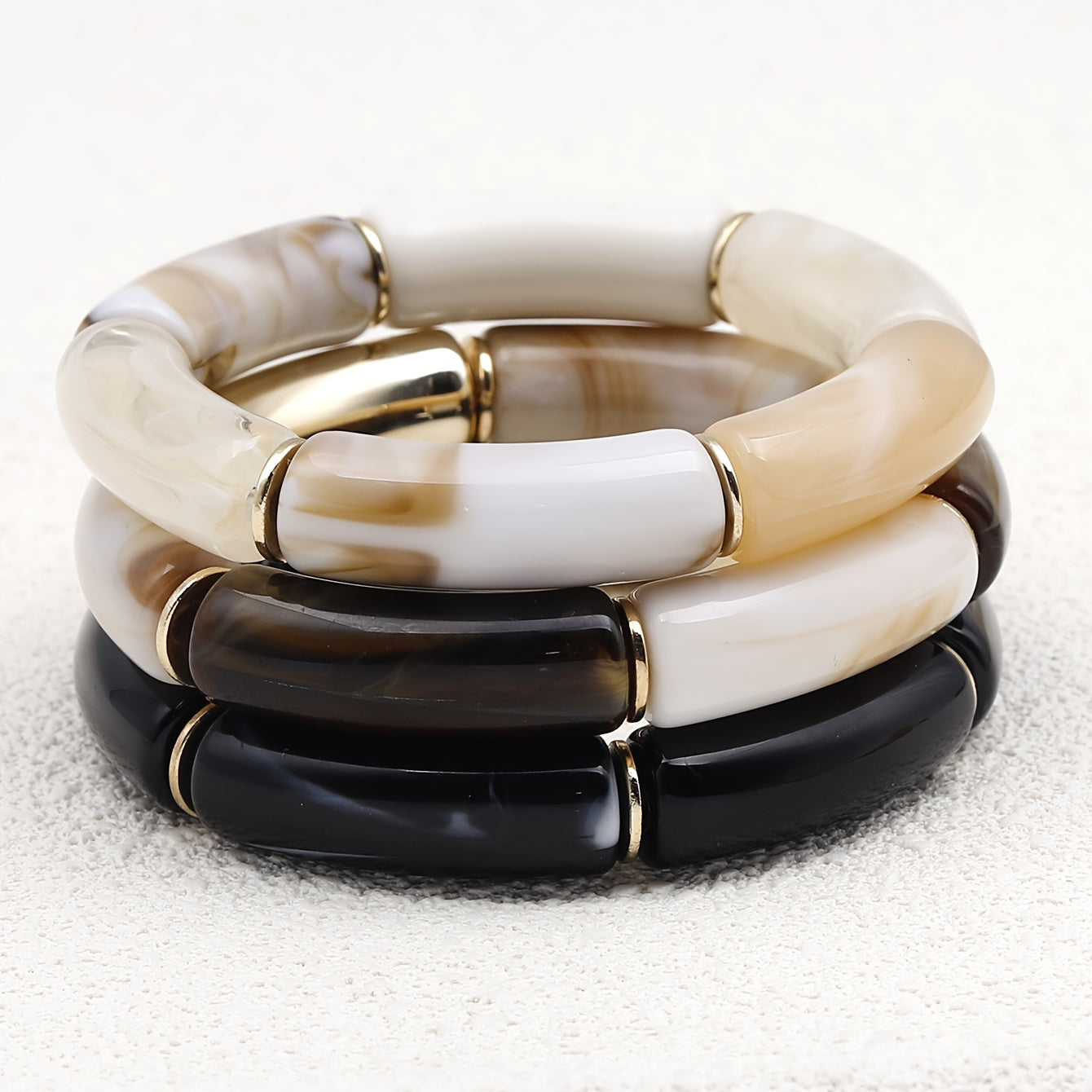 3er Set Böhmische Acryl Armreifen – Vintage, Verstellbar, Ideal für Alltag