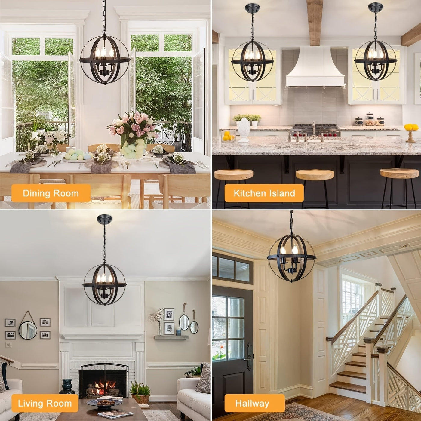 3-flammige Pendelleuchte Schwarz, Verstellbar, E14 für Küche, Esszimmer