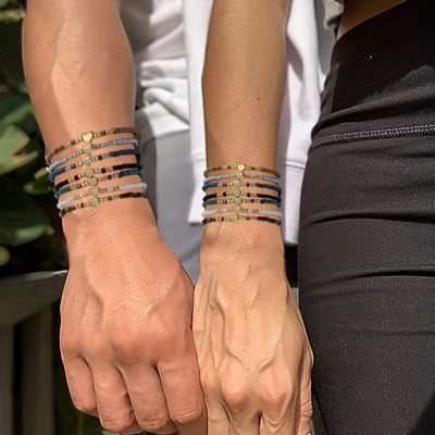 14er-Set Y2K Boho Herz & Harzperlen Armbänder – Stapelbar, Valentinstag Geschenk