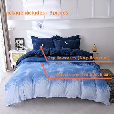 3-teiliges Bettbezug-Set – Monddruck, Weich & Bequem, Für Schlafzimmer & Gästezimmer