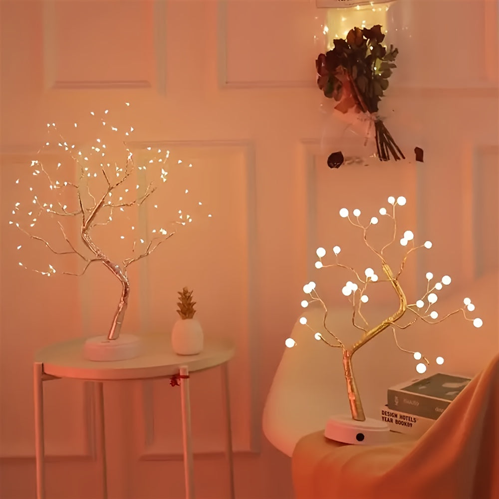 108-LED Bonsai Baum Schreibtischlampe, USB/Batteriebetrieben, Energieeffizient für Weihnachten
