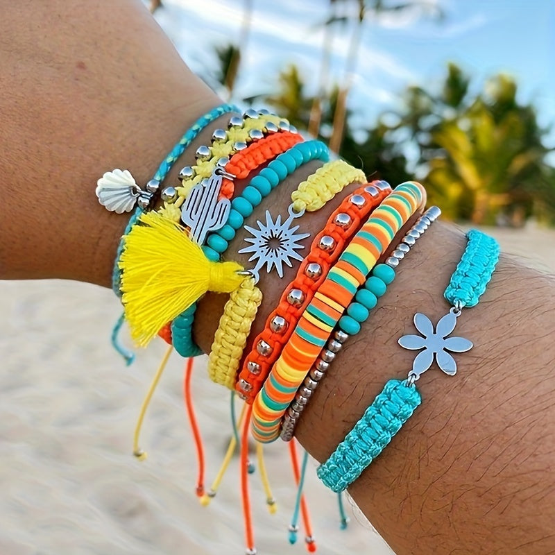 9-teiliges Boho-Armband-Set für Frauen – Verstellbar, Geflochten, Perfekt für Strand