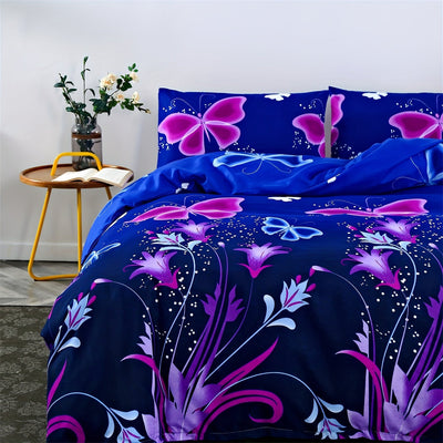 3-teiliges Bettwäsche-Set, Weich & Bequem, Schmetterlingsdruck