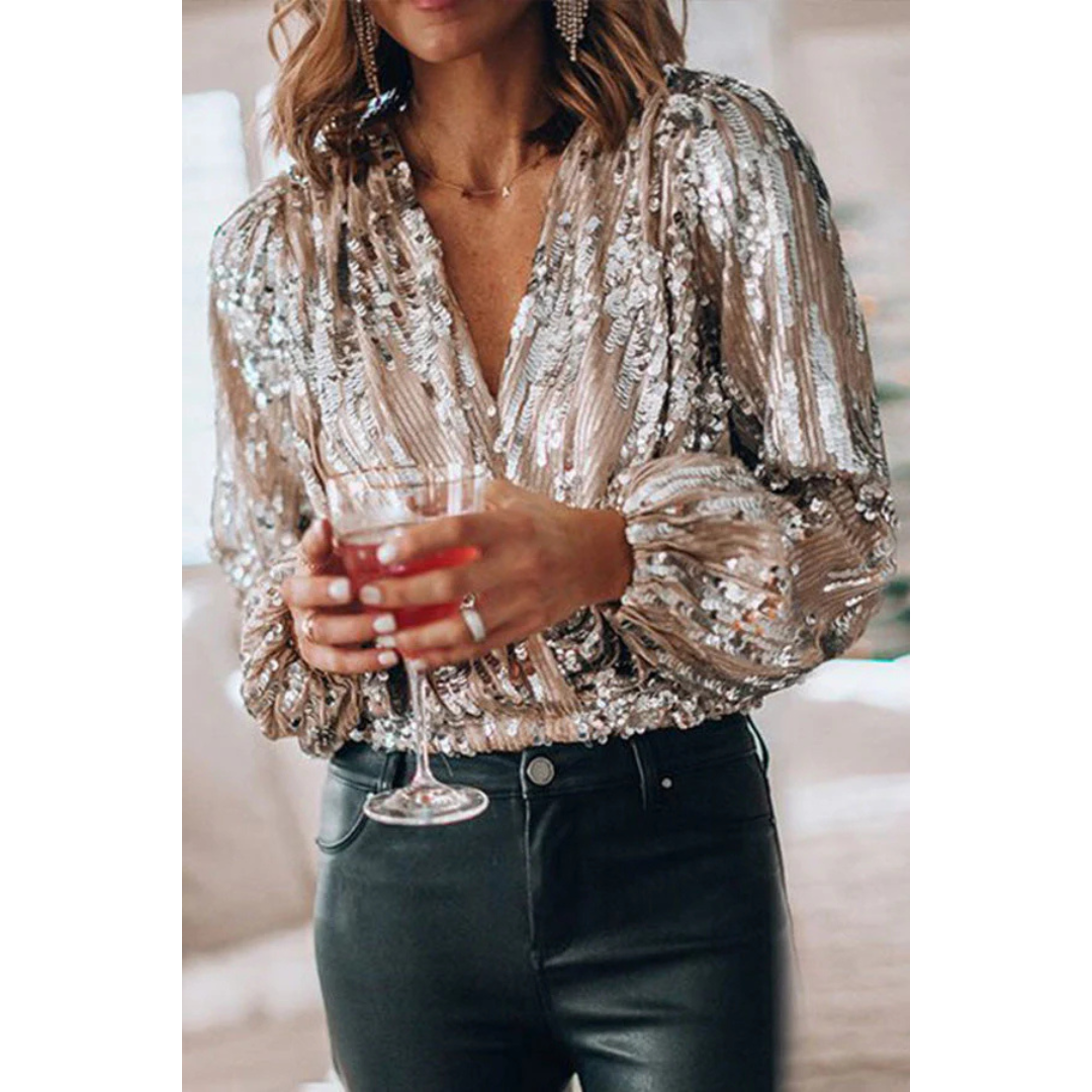 Wickelbluse mit Pailletten für Damen