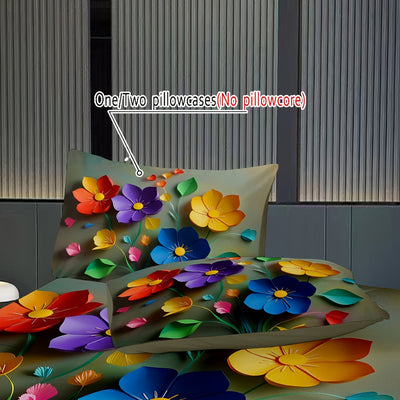 3D Blumenmuster Bettwäsche Set – Ultraweich, Reißverschluss, 1 Bettbezug