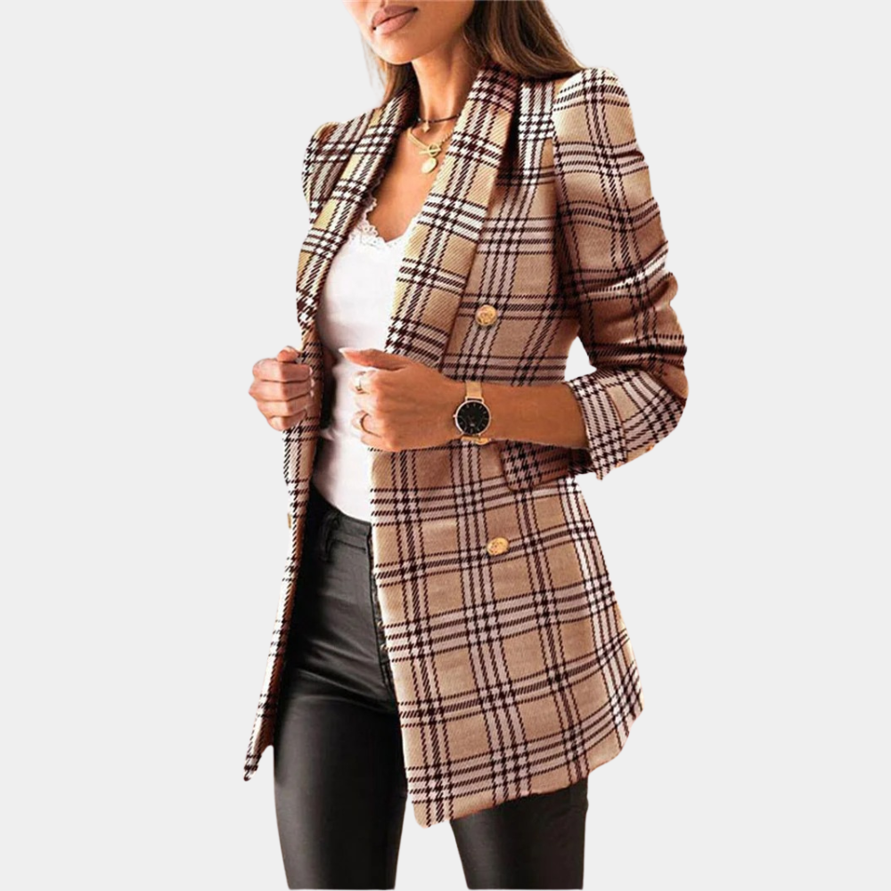 Zweireihiger Tweed-Blazer mit Goldenen Knöpfen für Damen
