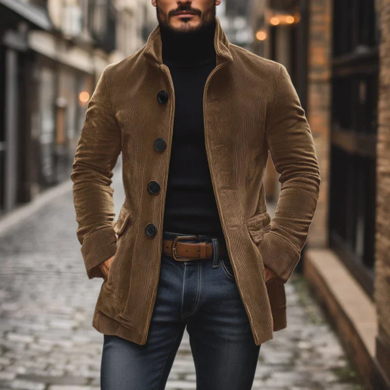 Elegante Cordjacke mit Hohem Kragen für Stil