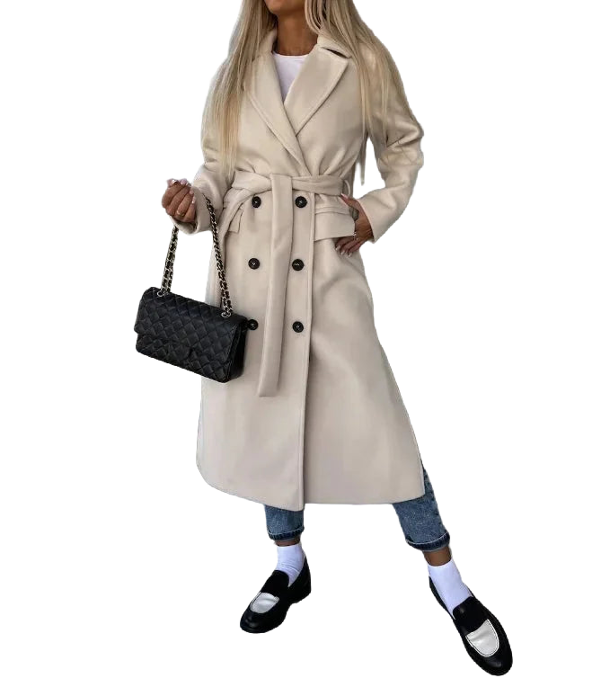 Eleganter Damenmantel mit Gürtel für kalte Tage