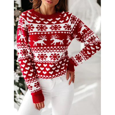 Weihnachtlich gemusterter Pullover für Damen