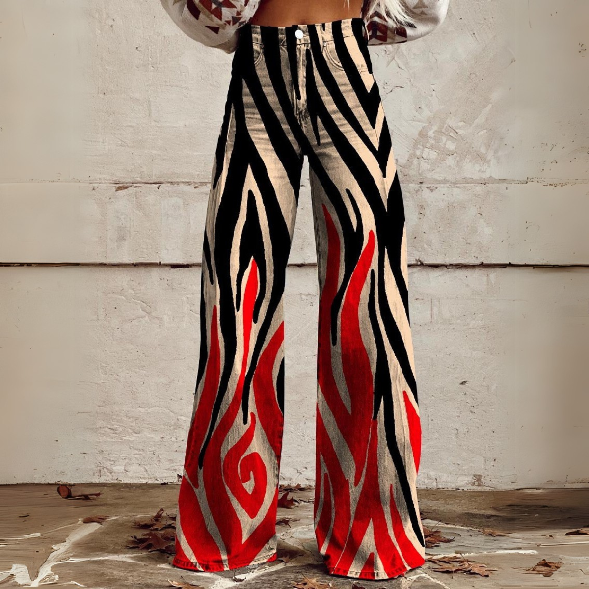 Abstrakt Gemusterte Weitbein-Hose Für Damen
