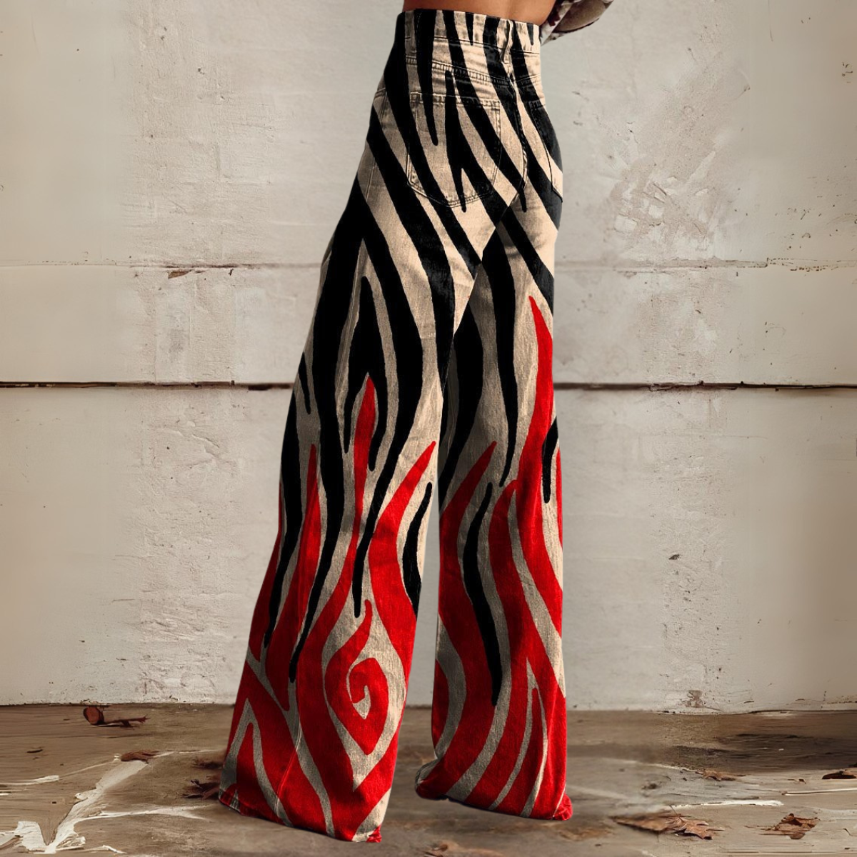 Abstrakt Gemusterte Weitbein-Hose Für Damen