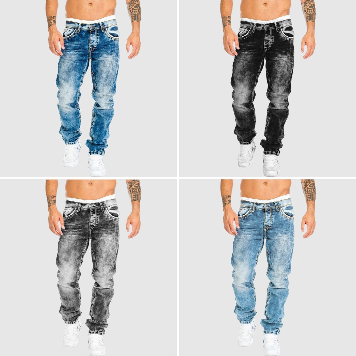 Weit geschnittene Jeans – verwaschen – tief sitzend – Baggy-Jeans – Herrenjeans