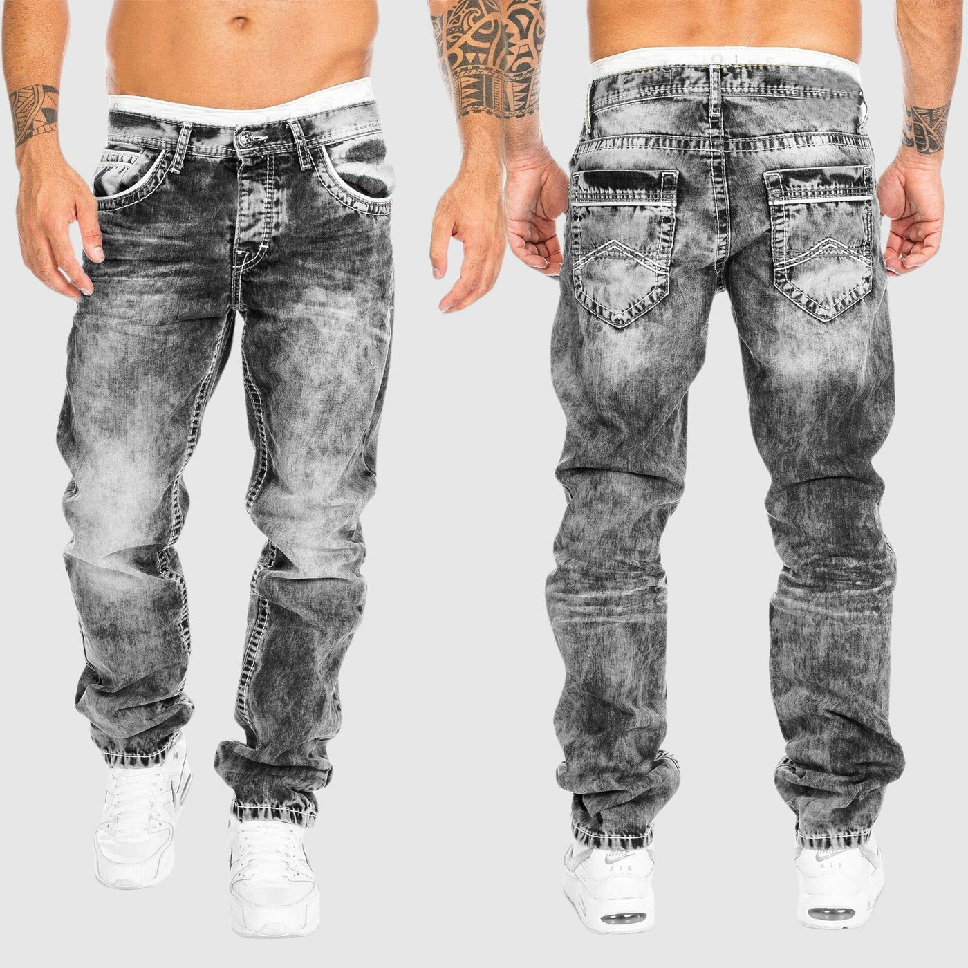 Weit geschnittene Jeans – verwaschen – tief sitzend – Baggy-Jeans – Herrenjeans