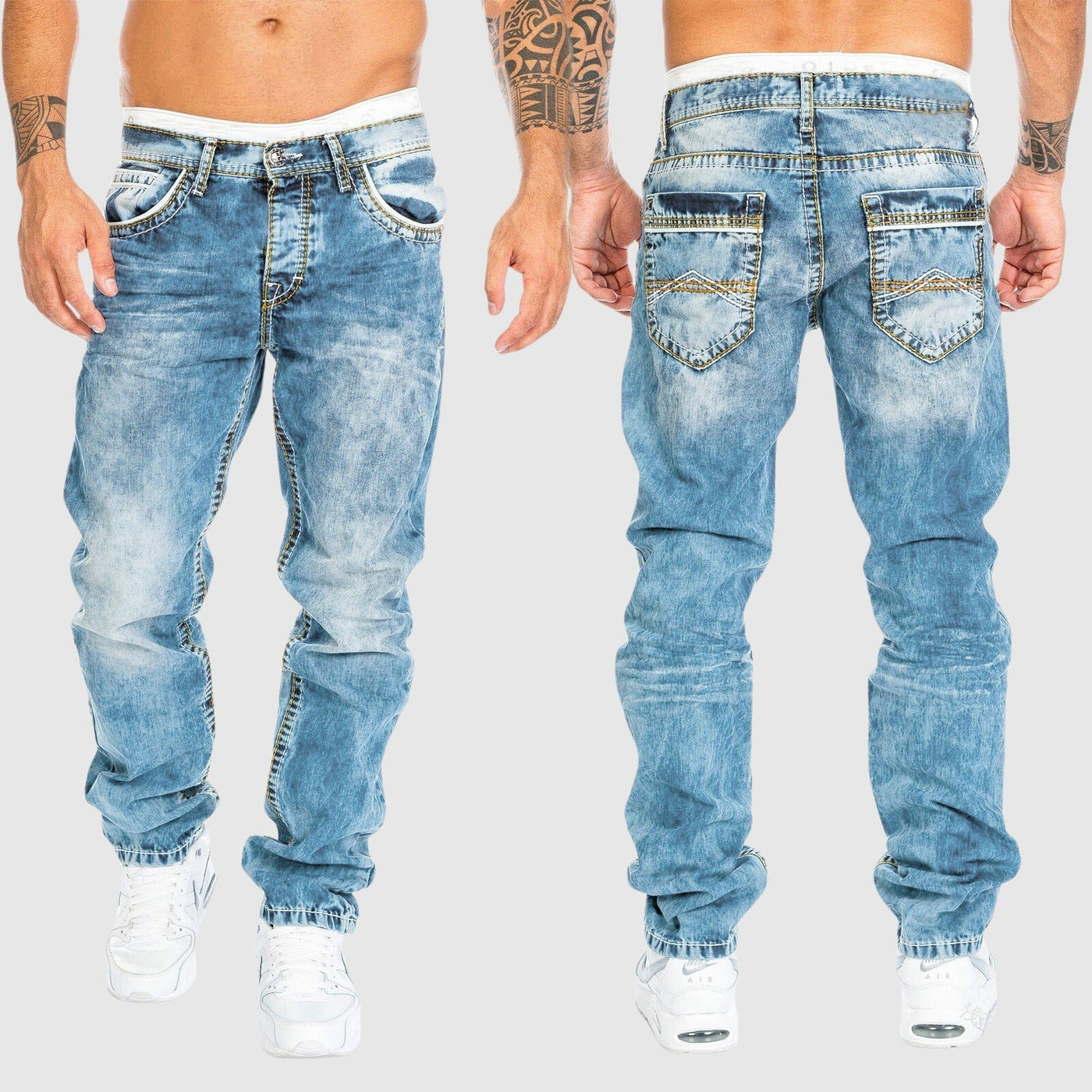 Weit geschnittene Jeans – verwaschen – tief sitzend – Baggy-Jeans – Herrenjeans