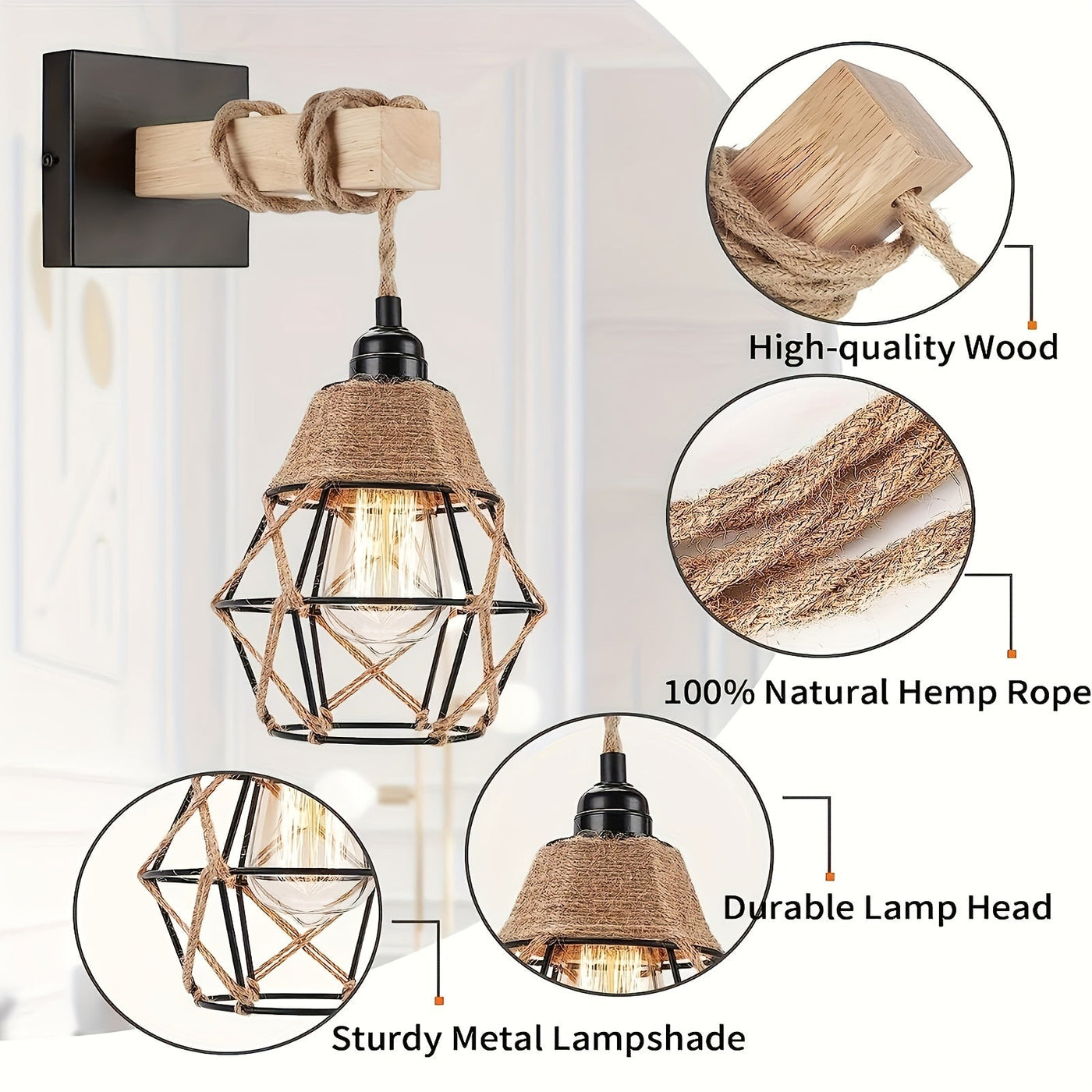 1 Stück Rustikale Wandlampe im Landhausstil mit antiken Metallakzenten