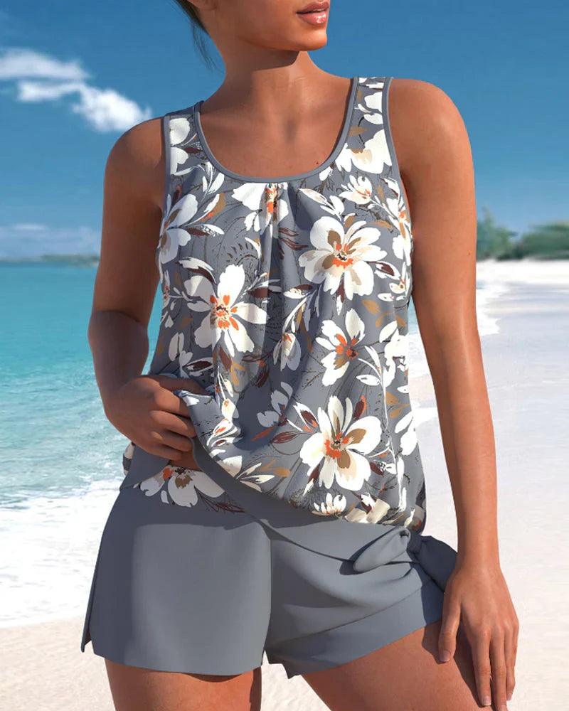 Zweiteiliges Tankini-Set mit Blumenmuster für Damen