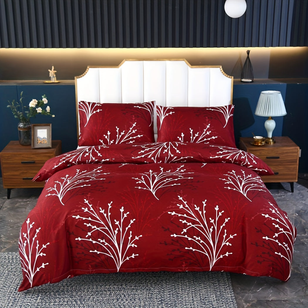 3-teiliges Bettbezug-Set – Zweig-Motiv, Weich & Atmungsaktiv