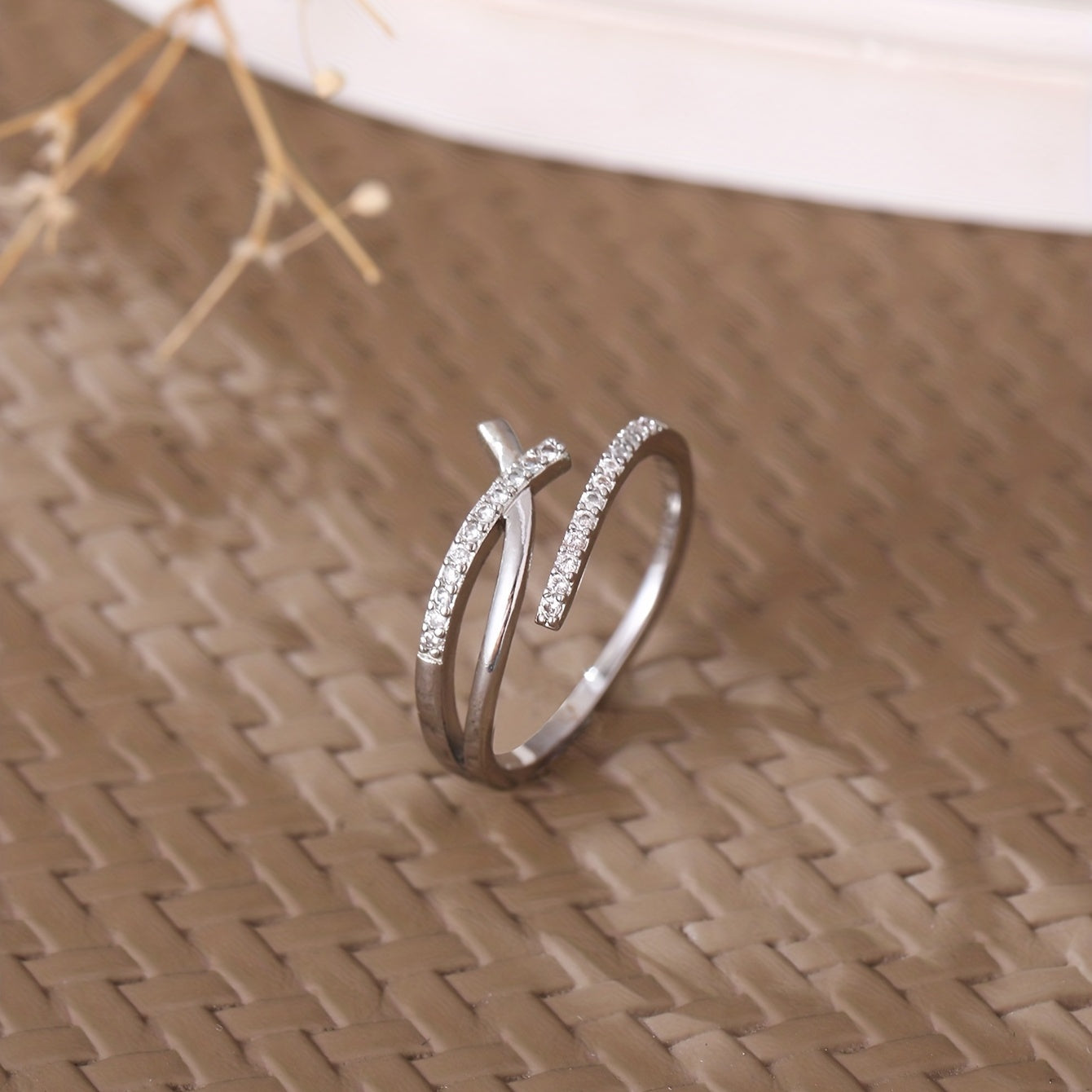 1er Exquisiter Armreifenring, Funkelnder Zirkonia, Verstellbar