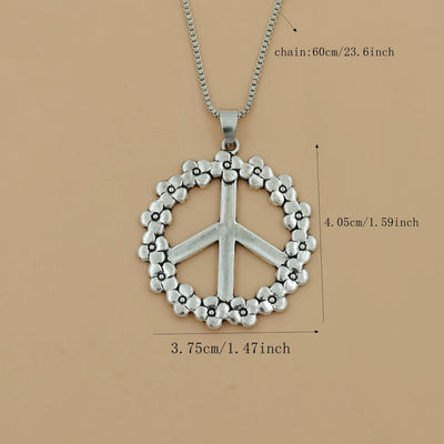Vintage Silberner Friedenssymbol Anhänger Halskette für Männer & Frauen