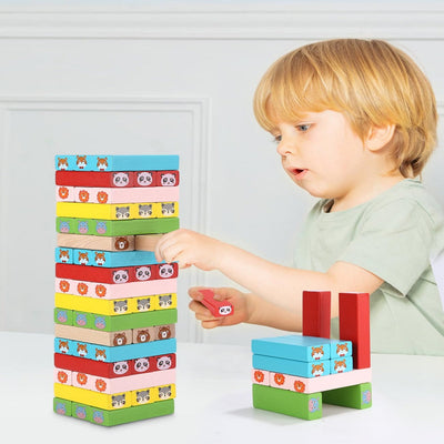 Wackelturm Kinderspiel, Stapelspielzeug aus Holz