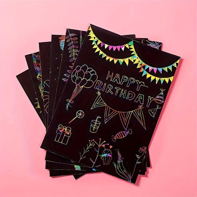 50er Set magisches Kratzpapier mit Bambus-Stiften