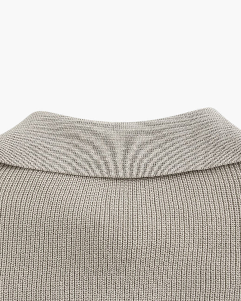 Aaron | Cozy halbem Reißverschluss Herren Gerippt Strickpullover mit Polokragen