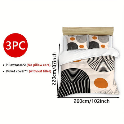 3-teiliges Bettwäsche-Set – Kreismuster, Weich & Atmungsaktiv