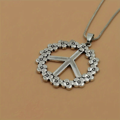 Vintage Silberner Friedenssymbol Anhänger Halskette für Männer & Frauen