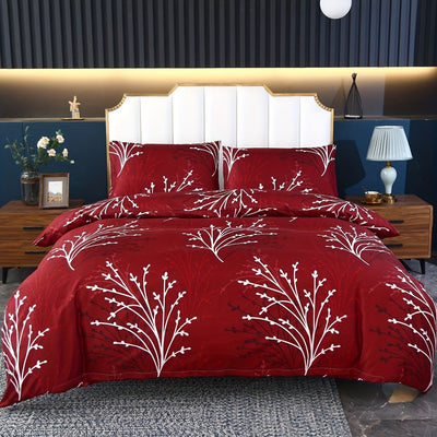 3-teiliges Bettbezug-Set – Zweig-Motiv, Weich & Atmungsaktiv