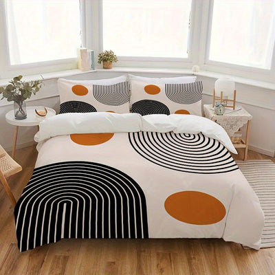 3-teiliges Bettwäsche-Set – Kreismuster, Weich & Atmungsaktiv