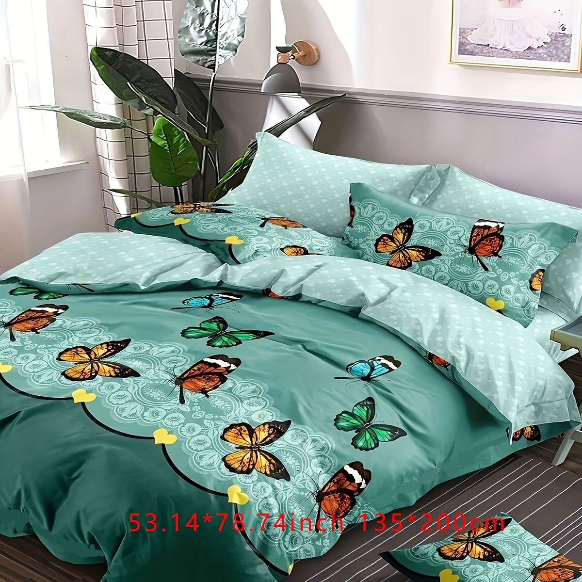 3-teiliges Bettwäsche-Set mit Schmetterlingsmuster, Atmungsaktiv, Weich & Bequem