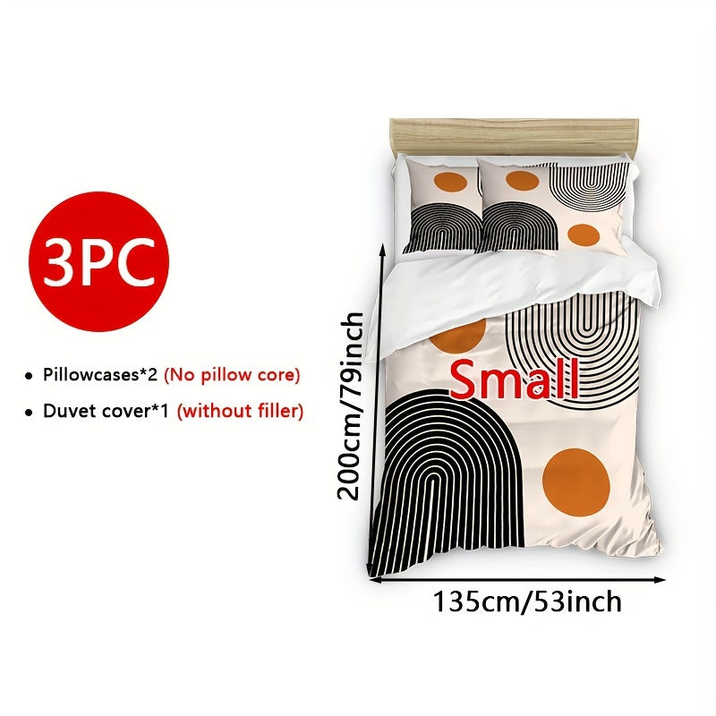 3-teiliges Bettwäsche-Set – Kreismuster, Weich & Atmungsaktiv