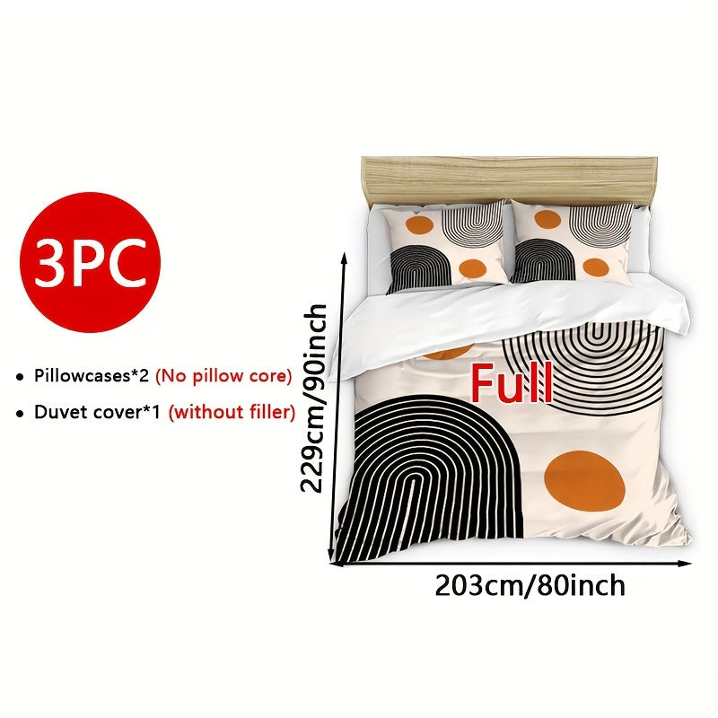 3-teiliges Bettwäsche-Set – Kreismuster, Weich & Atmungsaktiv