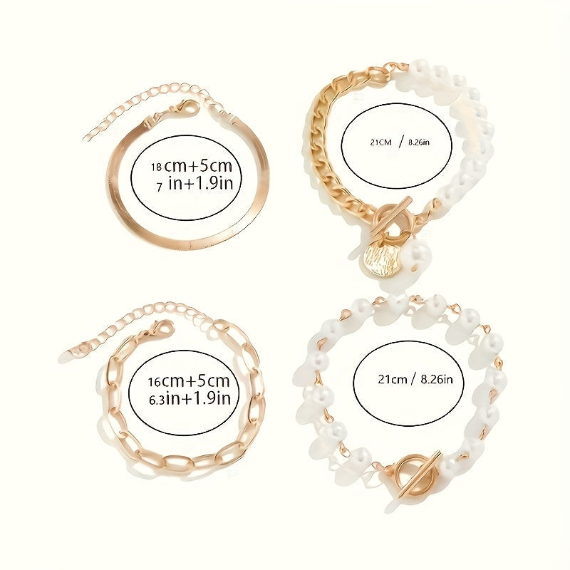4-teiliges Mode-Ketten-Perlen-Armband-Set