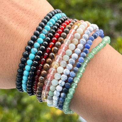 10er Set Elastische Steinperlen-Armbänder – Kristall für Frauen