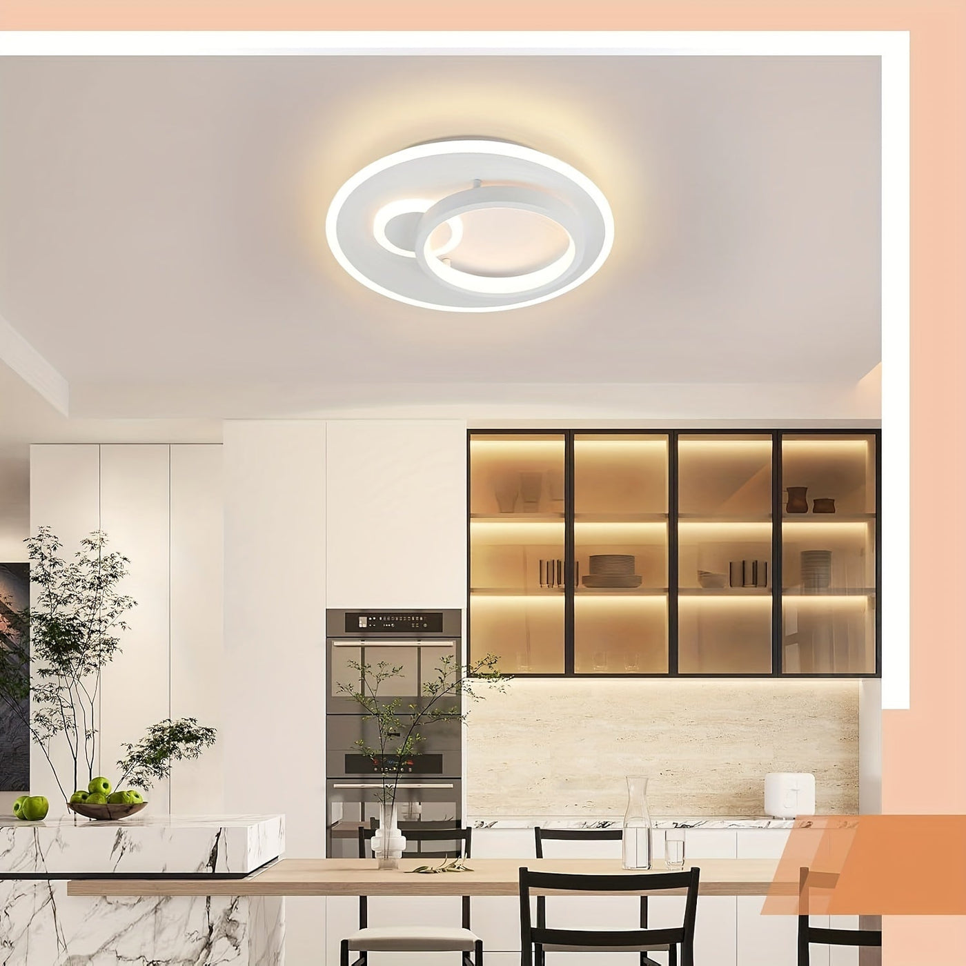 33W Deckenleuchte Weiß/Schwarz, Einstellbare Farbtemperatur für Wohnzimmer