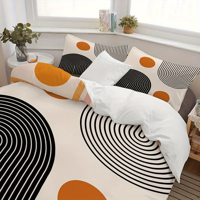 3-teiliges Bettwäsche-Set – Kreismuster, Weich & Atmungsaktiv