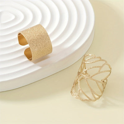 2-teiliges Set geschichtete Blattader-Ringe