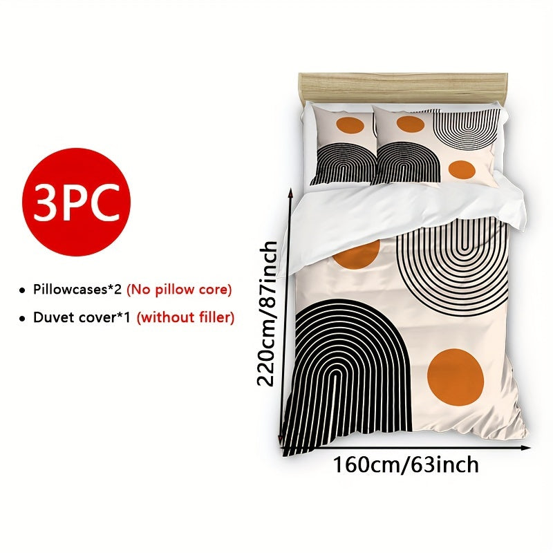 3-teiliges Bettwäsche-Set – Kreismuster, Weich & Atmungsaktiv