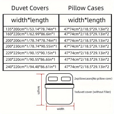 3-teiliges Bettwäsche-Set mit Pflanzenmuster – Hautfreundliches Polyester