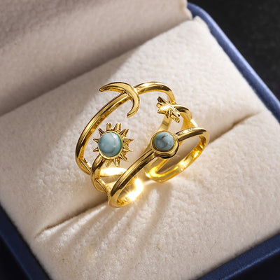 1 Stück Eleganter Goldfarbener Edelstahl Verstellbarer Ring