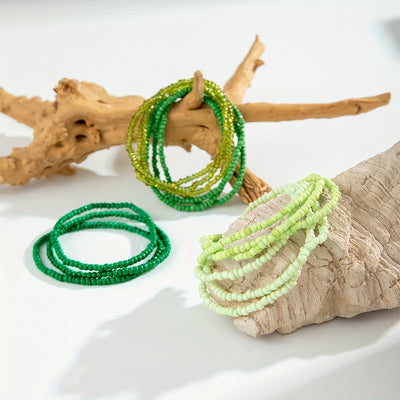 15er-Set Boho Perlenarmbänder – Bunte Reiskörner für Strand & Party