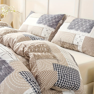 3-teiliges Geometrisches Bettwäsche-Set – Polyester Mikrofaser, Maschinenwaschbar