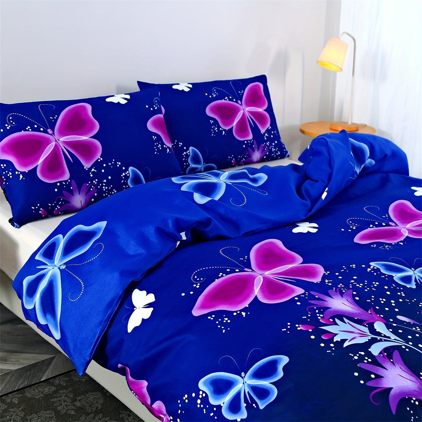 3-teiliges Bettwäsche-Set, Weich & Bequem, Schmetterlingsdruck