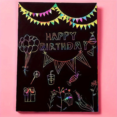 50er Set magisches Kratzpapier mit Bambus-Stiften